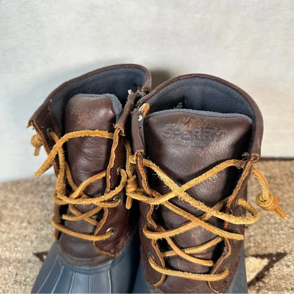 Sperry Brown Blue Duck Boots leather winter rain insulated lace up bootie ankle - Picture 9 of 14